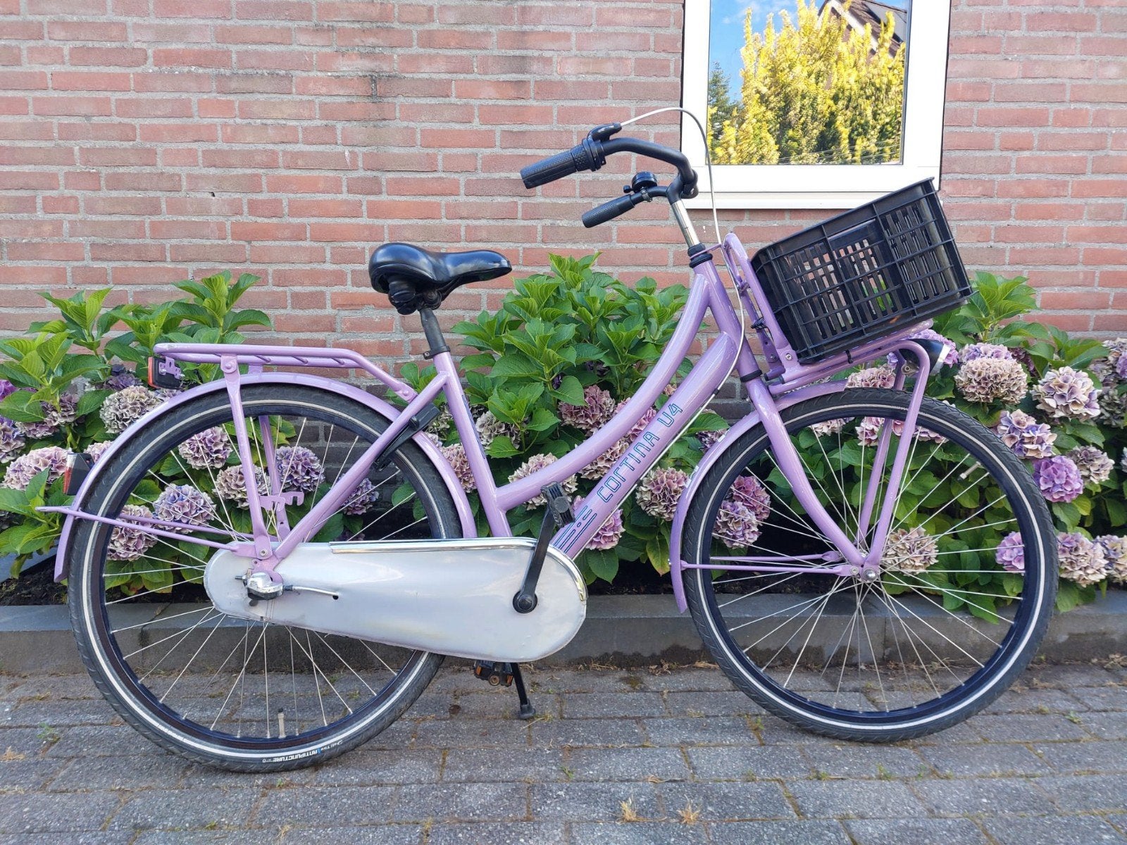 Paarse Cortina U4 Transportfiets 26 inch, Terugtraprem, Versnellingen, Zo goed als nieuw, Minder dan 47 cm