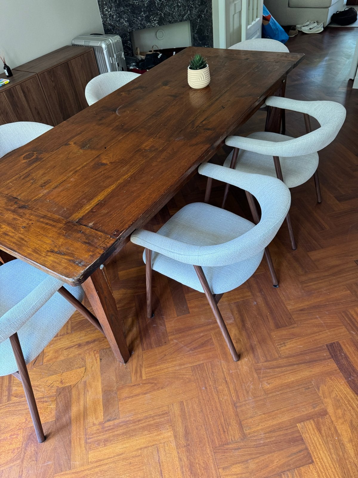 Robuuste houten eettafel, Ophalen, Gebruikt, 50 tot 100 cm, 150 tot 200 cm