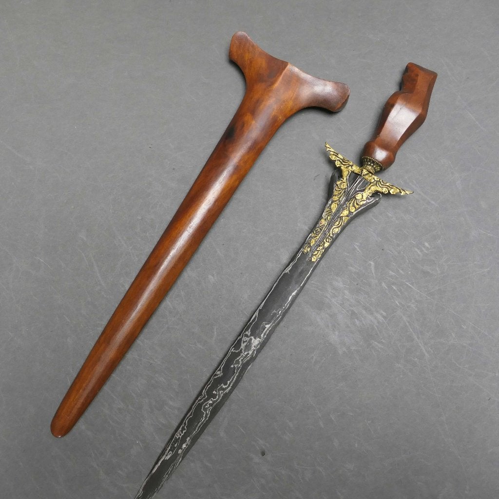 Keris karno Tinanding kinatah afkomstig uit Java Indonesie, Antiek en Kunst, Ophalen of Verzenden