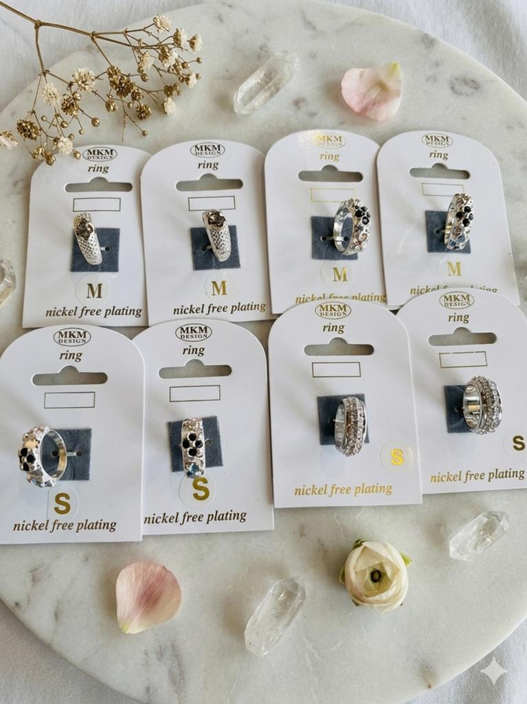 MKM Design 8-delige mixpartij statement ringen, Met kristal, Overige materialen, Nieuw, Ophalen of Verzenden