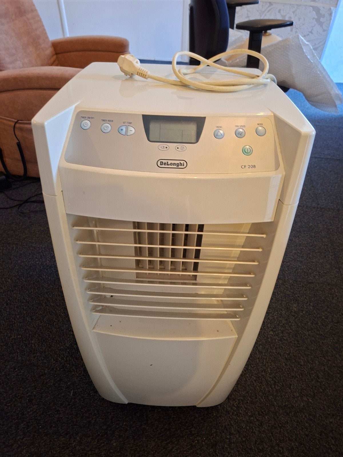 DeLonghi Mobiele Airco CF 208 - Koelen en Ventileren, Ophalen, Gebruikt, Minder dan 60 m³, Timer