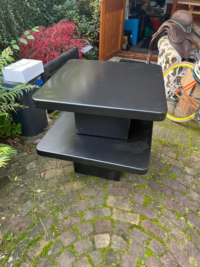 2 zwarte tafeltjes, Huis en Inrichting, Tafels | Salontafels, Ophalen, 50 tot 100 cm, Vierkant, 50 tot 100 cm