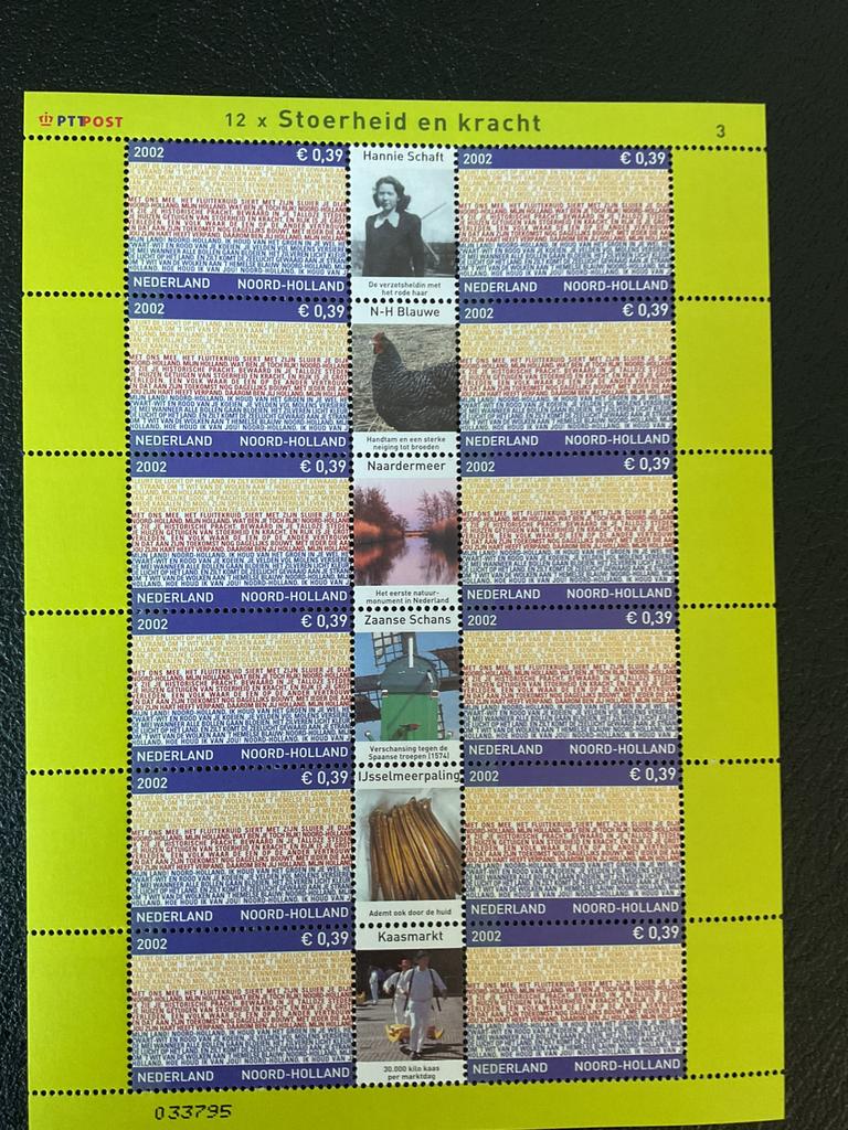 Velletje met 12 postzegels van 0,39 euro Noord-Holland, Postzegels en Munten, Ophalen of Verzenden, Postfris