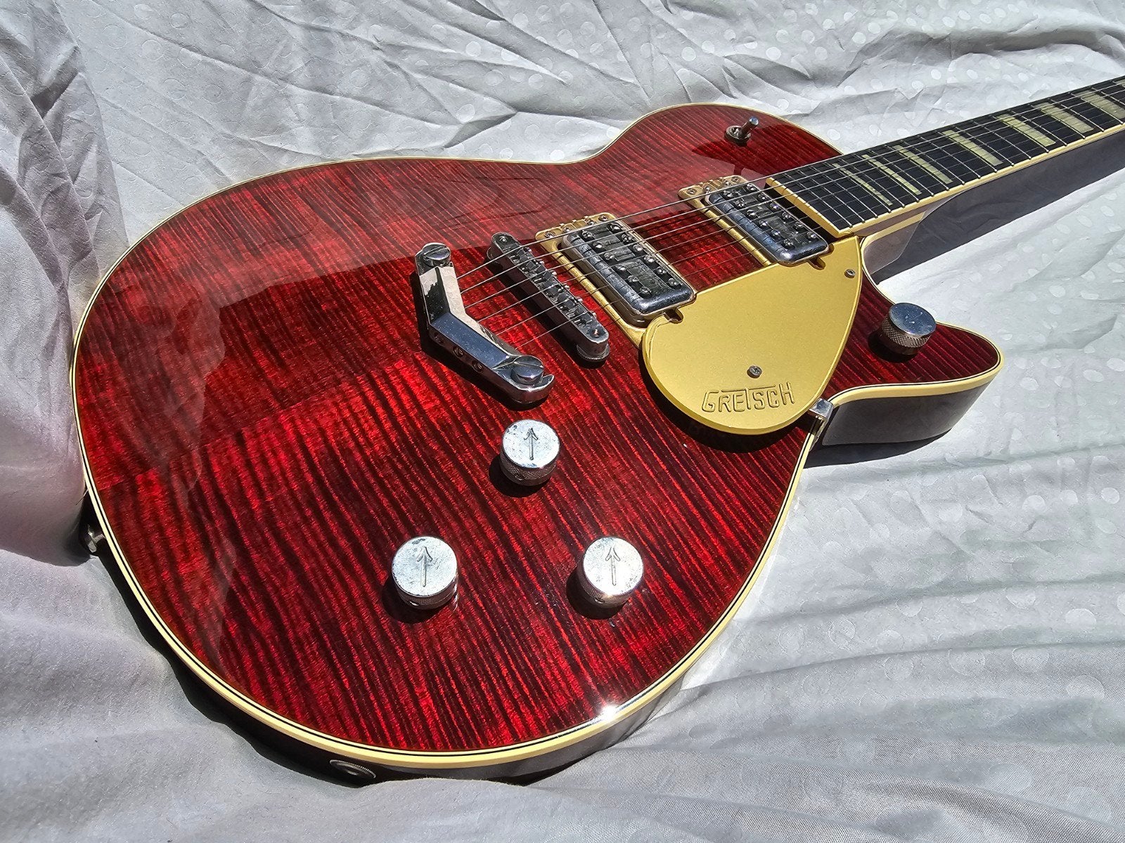 Ruilen of te koop Gretsch (Japan) G6228FM Jet Crimson Fade, Muziek en Instrumenten, Snaarinstrumenten | Gitaren | Elektrisch, Ophalen of Verzenden