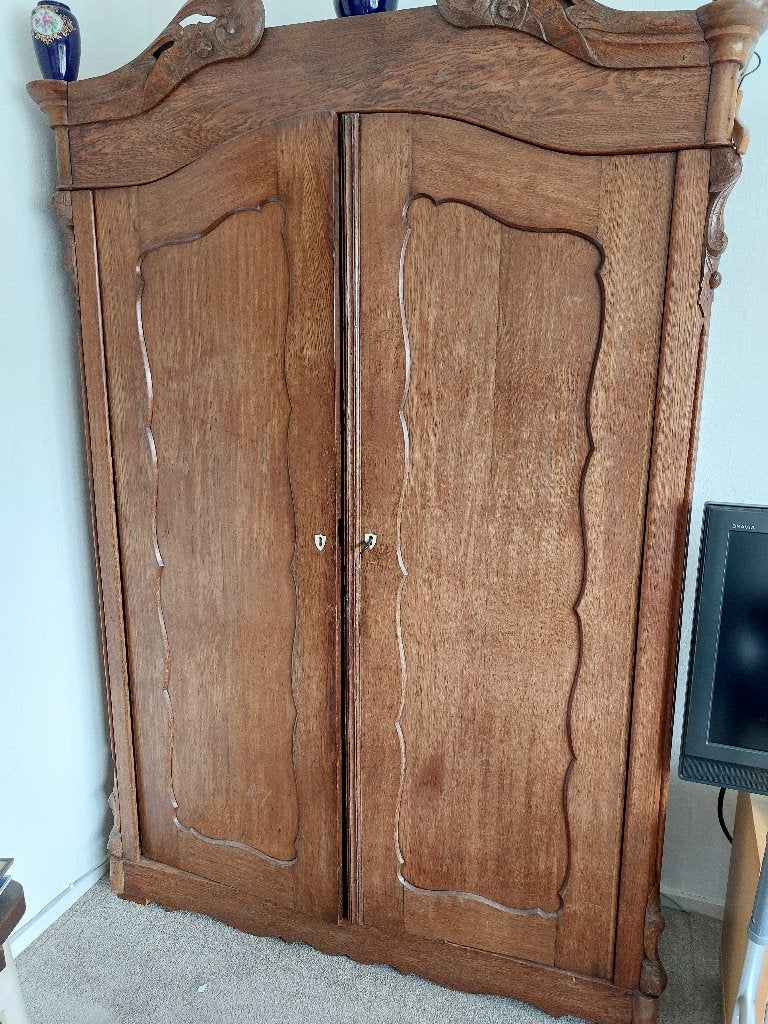 Dubbeldeurs eiken kast, Antiek en Kunst, Antiek | Meubels | Kasten, Ophalen