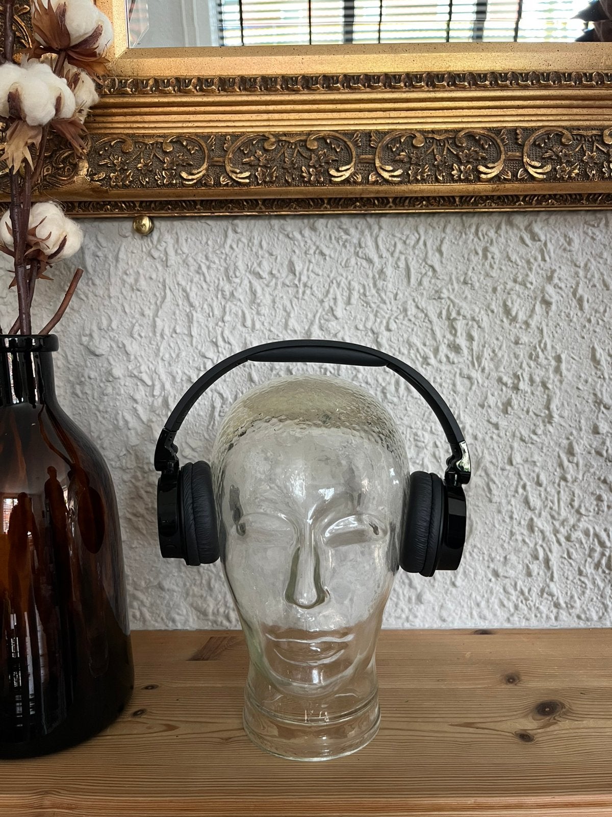 Glazen hoofd koptelefoon houder retro vintage, Ophalen, Huis en Inrichting