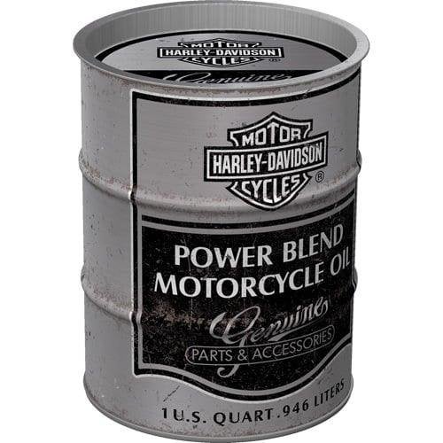 Harley Davidson oil barrel reclame spaarpot van metaal deco, Ophalen of Verzenden, Nieuw, Auto's