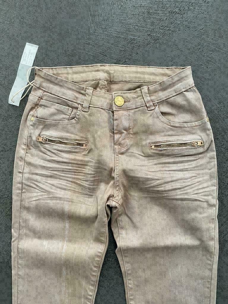 F577 Nieuw jeans Jade Twelve mt 27=XS=34 broek beige/grijs, Kleding | Dames, Jade Twelve, Overige kleuren, Nieuw, Ophalen of Verzenden