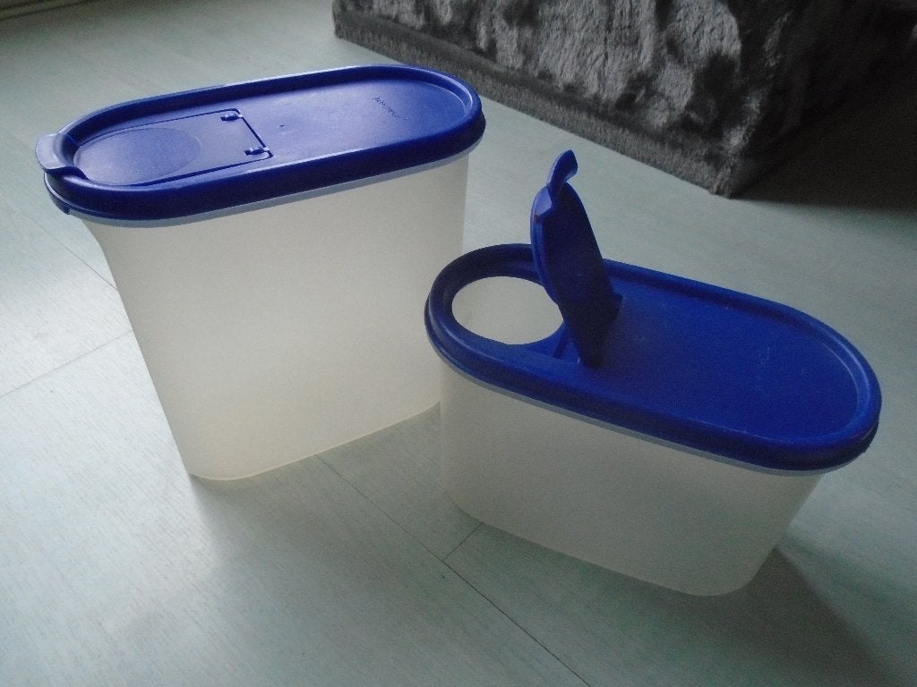 voorraadbussen 1,7 & 1,1L, tupperware, Ophalen of Verzenden, Zo goed als nieuw, Blauw, Overige typen