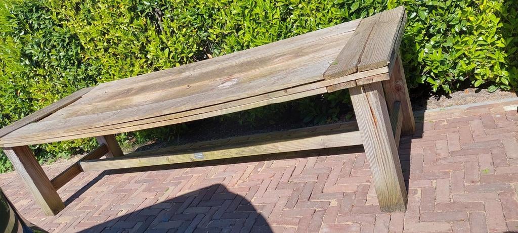 Douglashout onderstel Tuintafel 2.8m x 90 cm, Ophalen, Gebruikt, Rechthoekig, Hout