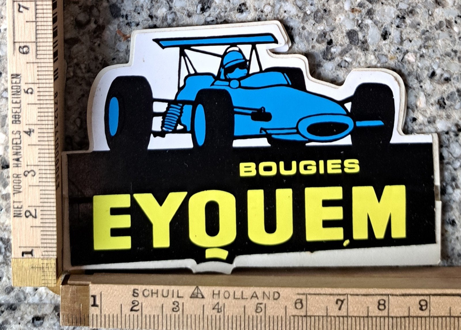 Vintage sticker Eyquem Bougies autosport formule 1 autorace, Ophalen of Verzenden, Zo goed als nieuw