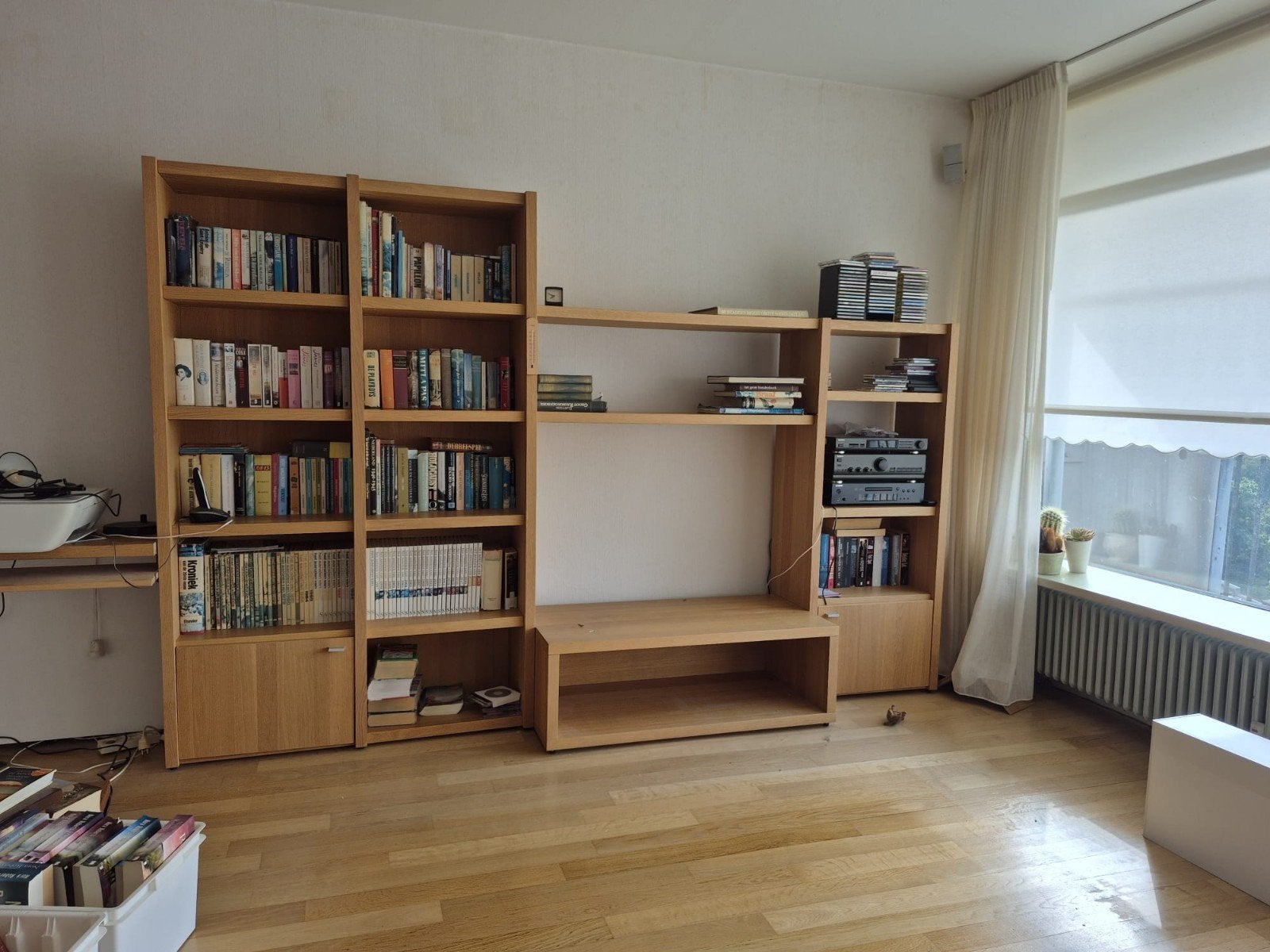 Modulaire Eikenhouten Boekenkast (excl. boeken)met Opbergrui, Ophalen, Gebruikt, 200 cm of meer, 50 tot 100 cm