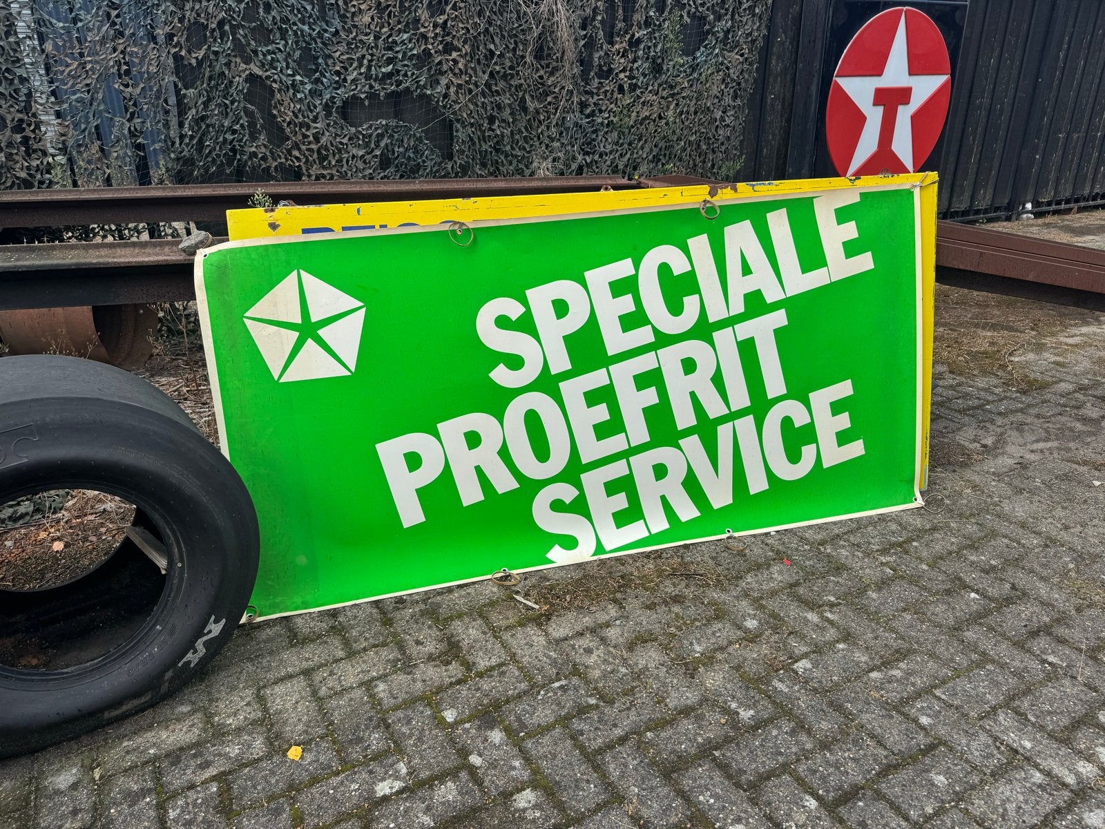 Vintage Chrysler Speciale Proefrit Service Reclamebord, Verzamelen, Merken en Reclamevoorwerpen, Reclamebord, Gebruikt, ., Ophalen of Verzenden