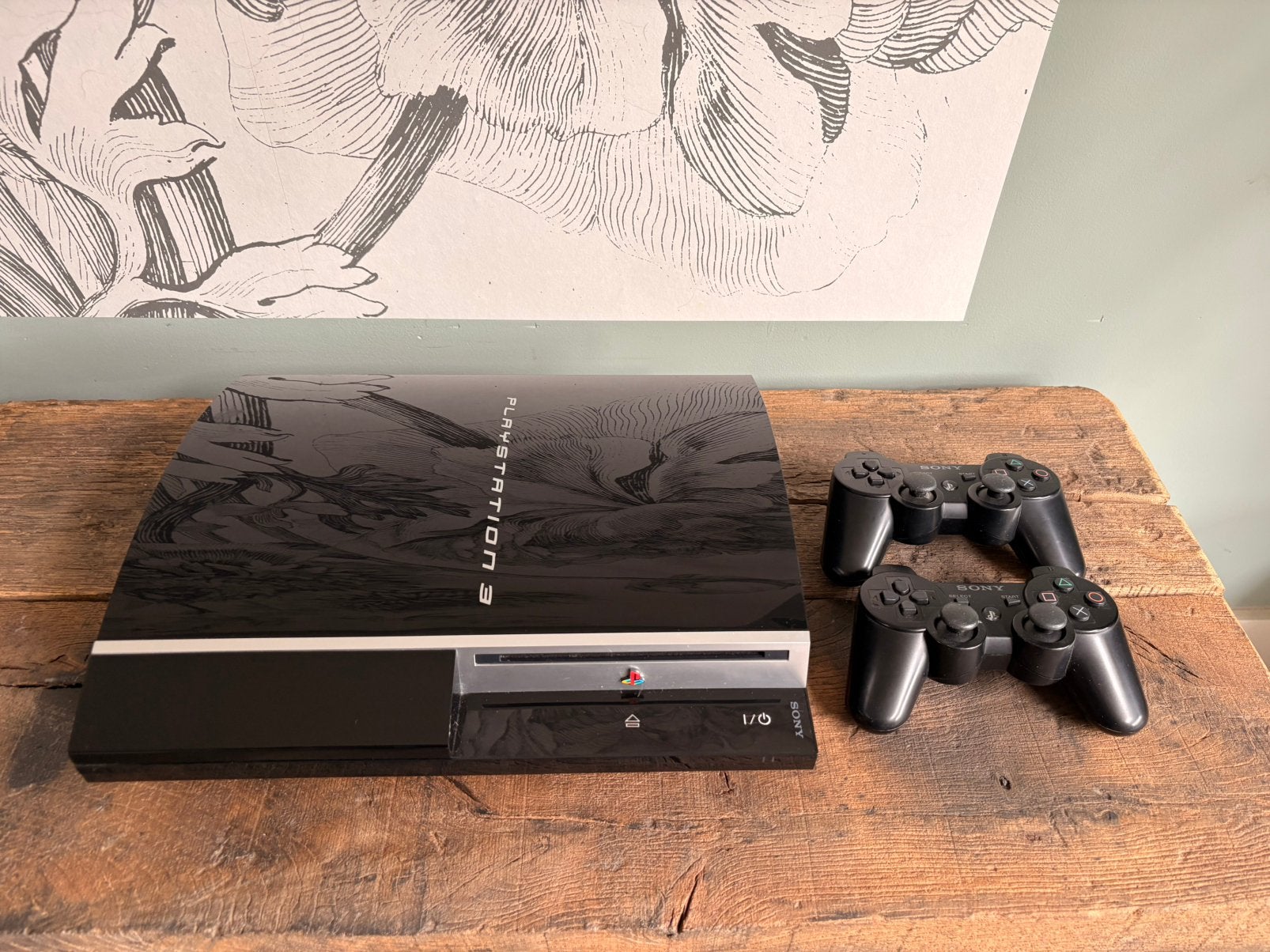 Playstation 3 (74gb) + 2 controllers + kabels, Spelcomputers en Games, Ophalen of Verzenden, Zo goed als nieuw, Met 2 controllers