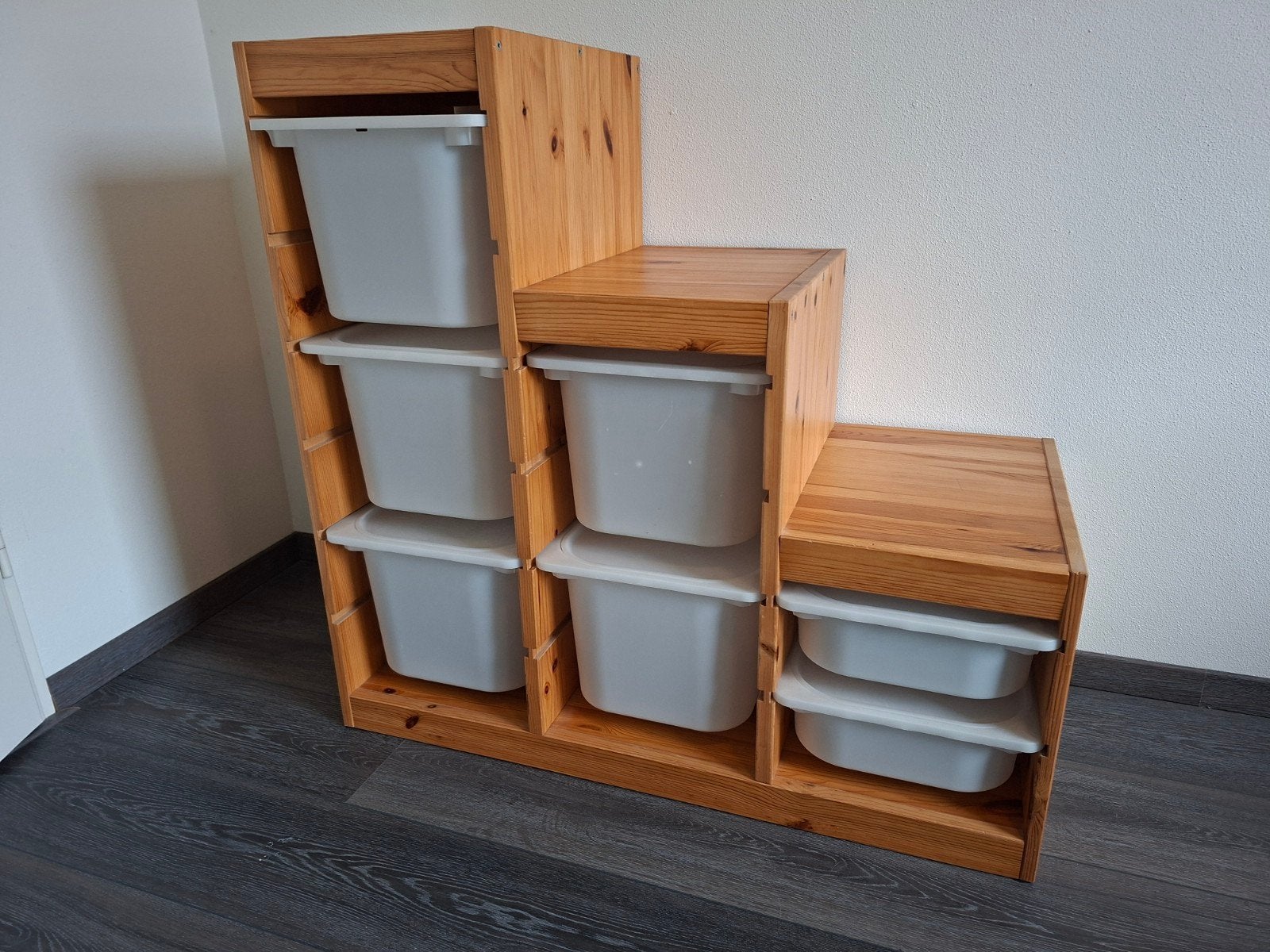 Houten opbergrek met bakken - speelgoed kast, Ophalen, Gebruikt, Kast