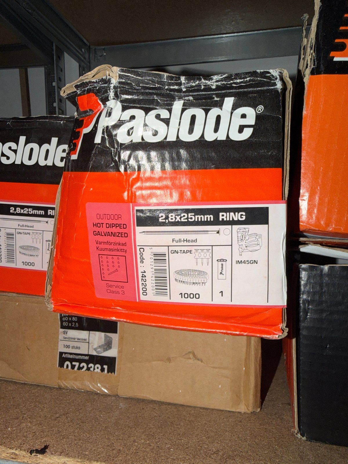 Paslode 2.8x25mm RING Spijkers - Gegalvaniseerd, Ophalen of Verzenden, Nieuw, Minder dan 50 mm, Spijkers