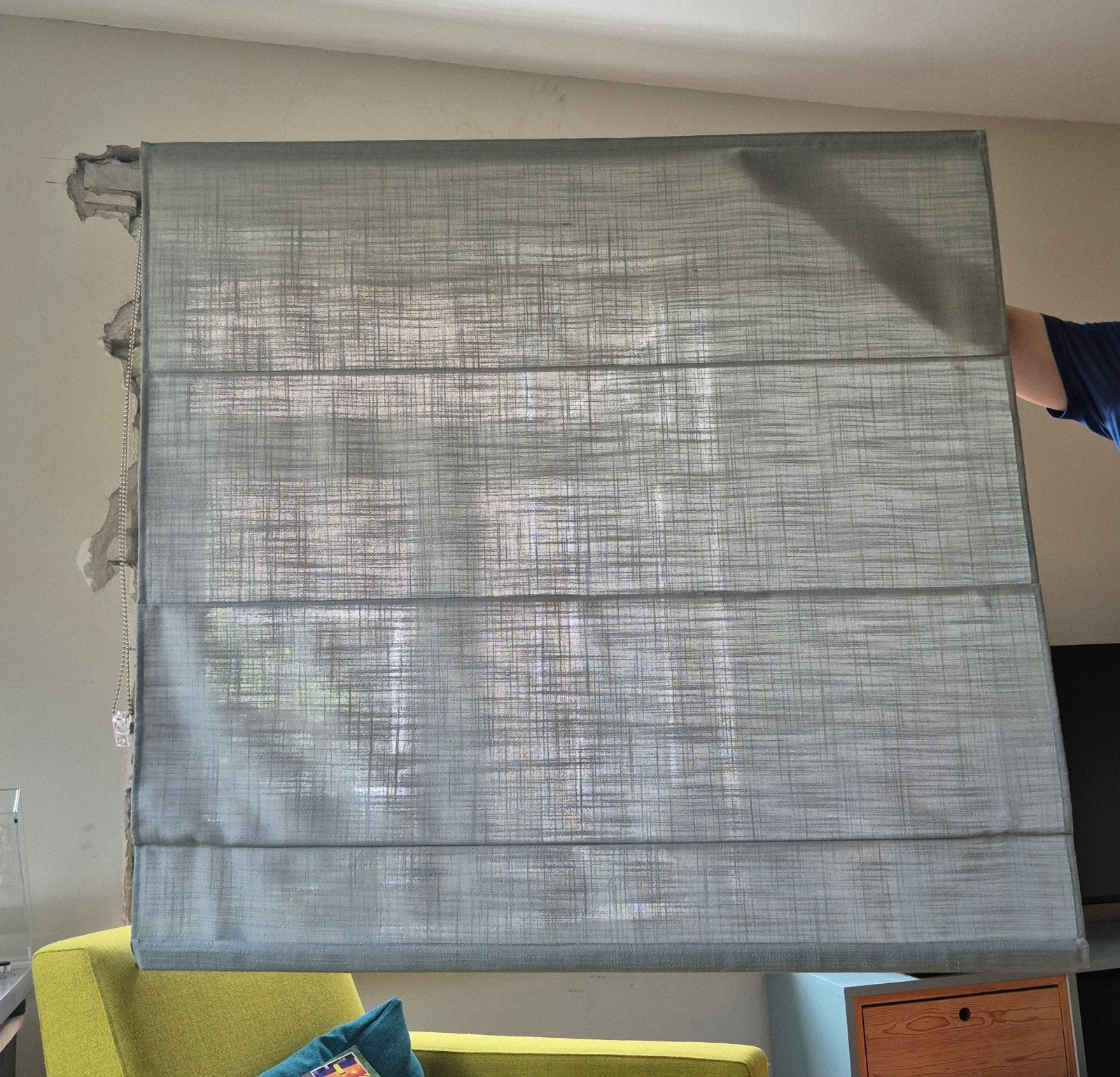 GRATIS Vouwgordijn - Grijs, Lichtdoorlatend, Ophalen, Gebruikt, 123 cm, 123 cm