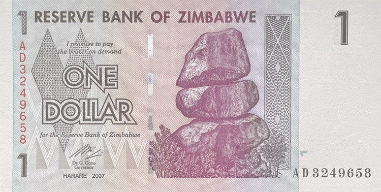 Zimbabwe bankbiljet 1 Dollar 2007, Pick 65 UNC, Ophalen of Verzenden, Zimbabwe, Los biljet