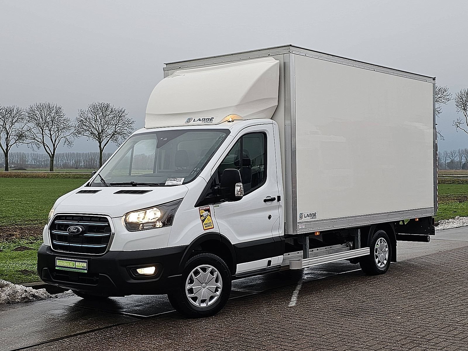 Ford E-Transit 390 L3 electrisch, gesloten laadbak, laadklep, Auto's, Automaat, Gebruikt, 89 kWh, Wit