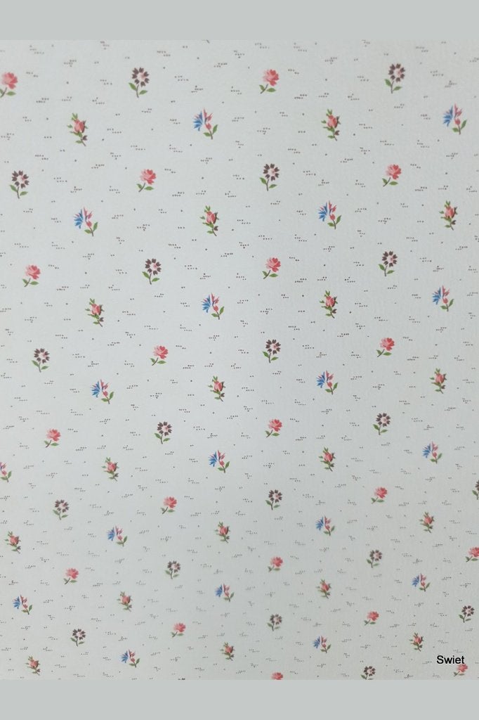 14033 behang vintage bloemen retro old wallpaper swiet, Ophalen of Verzenden, Blauw