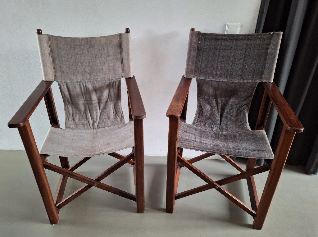 set vintage antieke houten regisseursstoelen vouw-stoel, Ophalen, Hout, Gebruikt, Vintage design