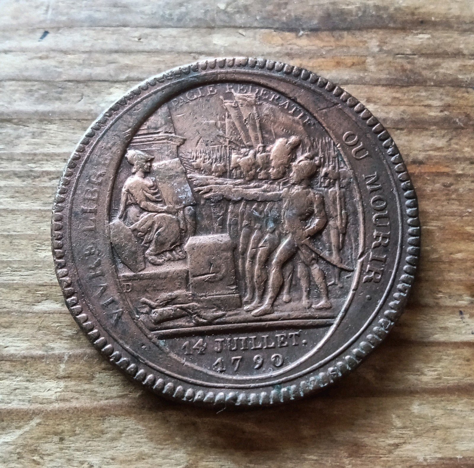 Frankrijk Monneron penning 1792 inwisselbaar voor 50 Livres, Ophalen of Verzenden, Overige materialen, Buitenland