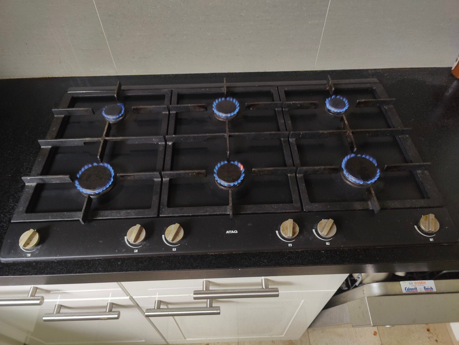 atag gaskookplaat met 6 pitten, Ophalen, Gebruikt, Inbouw, Gas
