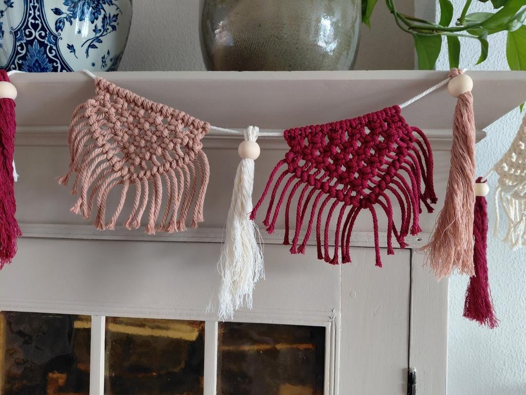 Macramé slinger - Boho decoratie voor thuis, Meerkleurig, Boho, Ophalen of Verzenden, Zo goed als nieuw