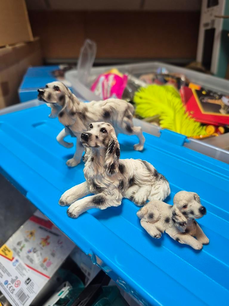 2 Engelse setter honden met puppy beeldjes, Ophalen of Verzenden, Zo goed als nieuw, Dier