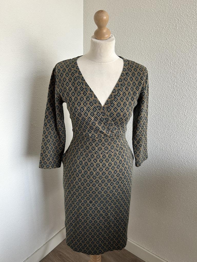 King Louie Maat L retro tulip cross jurk 2727, Kleding | Dames, Jurken, Blauw, Maat 42/44 (L), Ophalen of Verzenden, Zo goed als nieuw