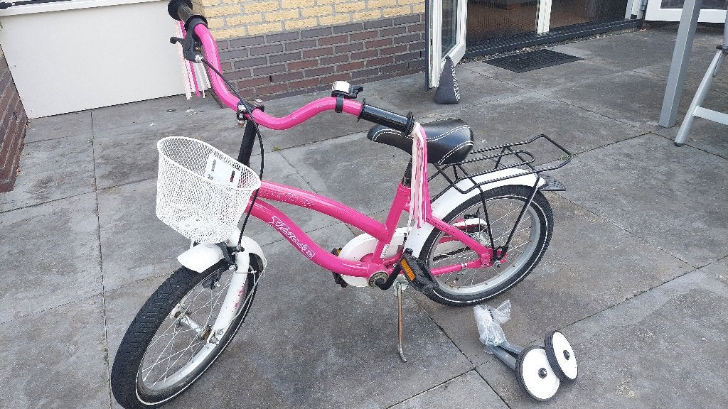 Volare kinderfiets meisjesfiets 16 inch, Ophalen, Terugtraprem, Zijwieltjes, Volare