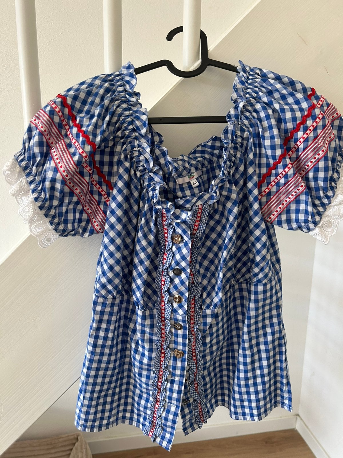 Vintage dirndl top, Ophalen of Verzenden, Zo goed als nieuw, Maat 36 (S), Blauw