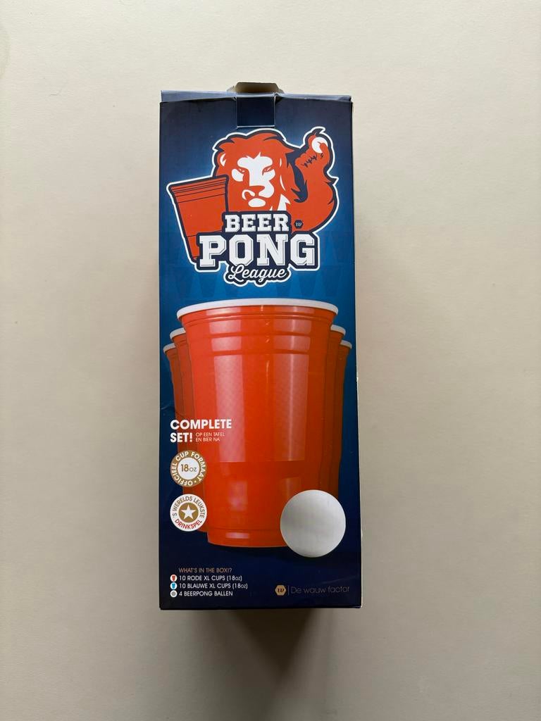 Beer Pong League set met bekers en ballen, Ophalen of Verzenden, Gebruikt