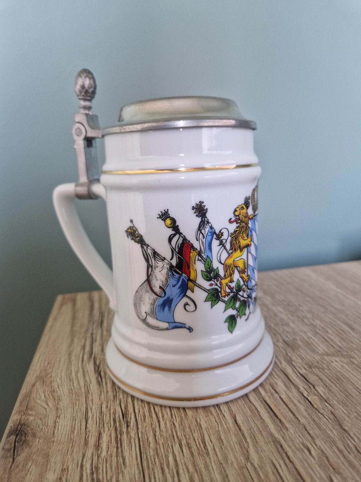 Vintage Duitse Bierpul met Tin Deksel - W. Germany, Antiek en Kunst, Ophalen of Verzenden