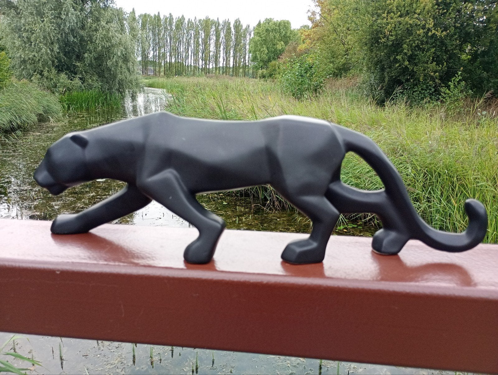 Zwarte Keramieken Panter - Puntgaaf Decoratief Beeld, Ophalen of Verzenden
