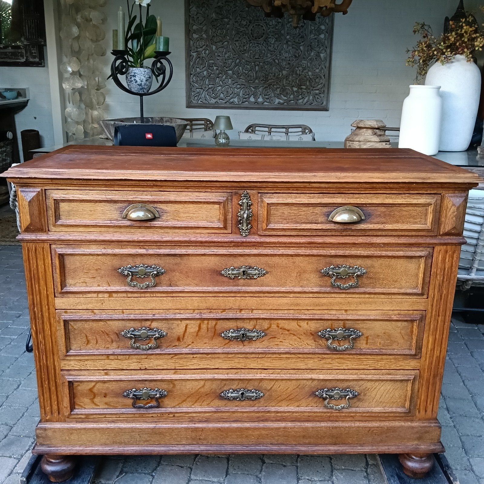 antieke ladenkast commode tv meubel dressoir vintage kast ei, 3 of 4 laden, Ophalen, 25 tot 50 cm, Minder dan 100 cm