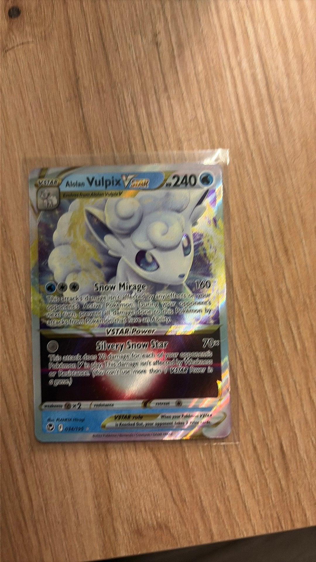 Alolan Vulpix VSTAR #34 Pokemon Silver Tempest, Ophalen of Verzenden, Nieuw
