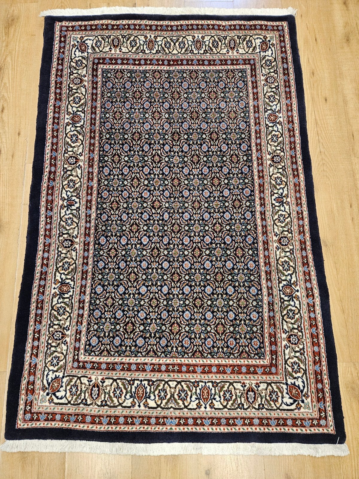 Vintage handgeknoopt perzisch tapijt moud 158x98, Info@SlatsAntiek.nl, Tweedehands, Perzisch, 150 tot 200 cm