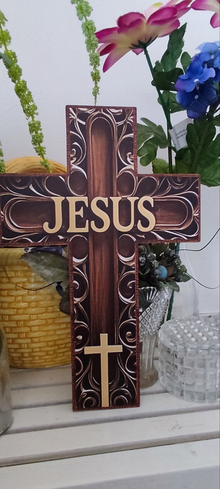 Mooi Religieuz Houten Jezus Kruis, Ophalen of Verzenden