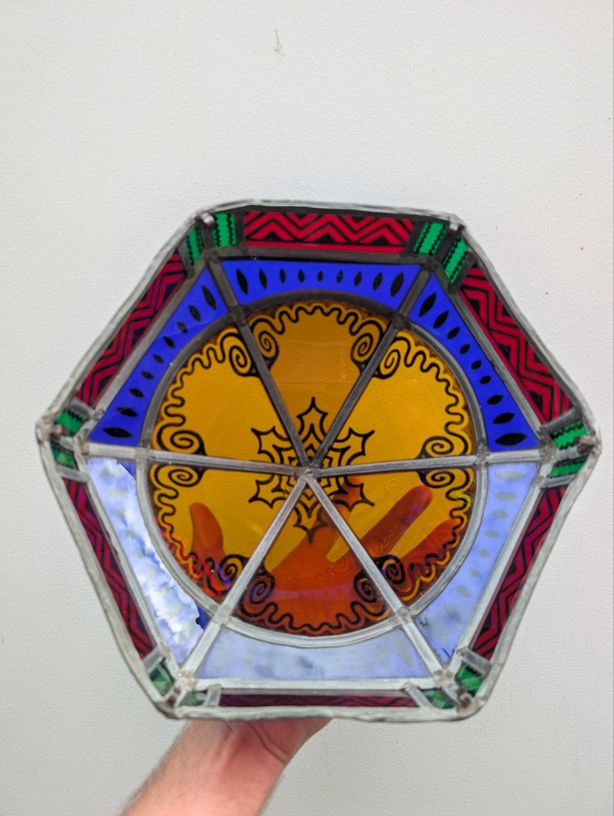 Amsterdamse School glas in lood plafonniere, Ophalen of Verzenden