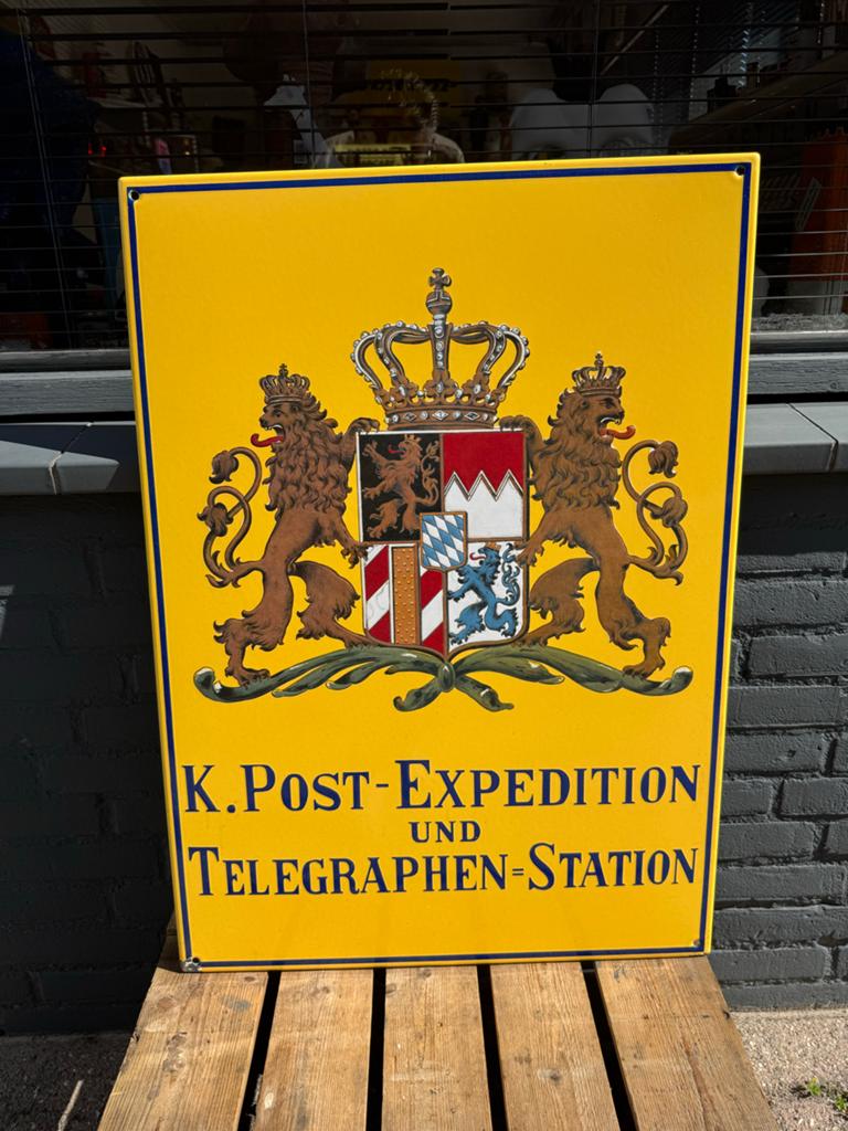 Vintage K. Post-Expedition Emaille Bord, Ophalen of Verzenden