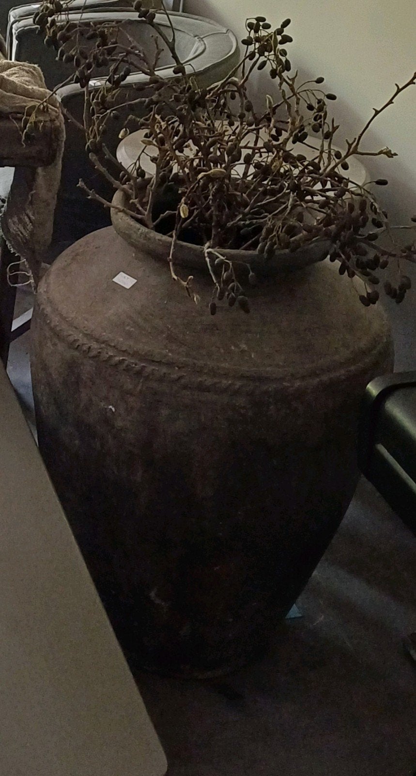 Prachtige grote antraciet/taupe Vaas XXL 80 cm hoog, Ophalen, Zo goed als nieuw