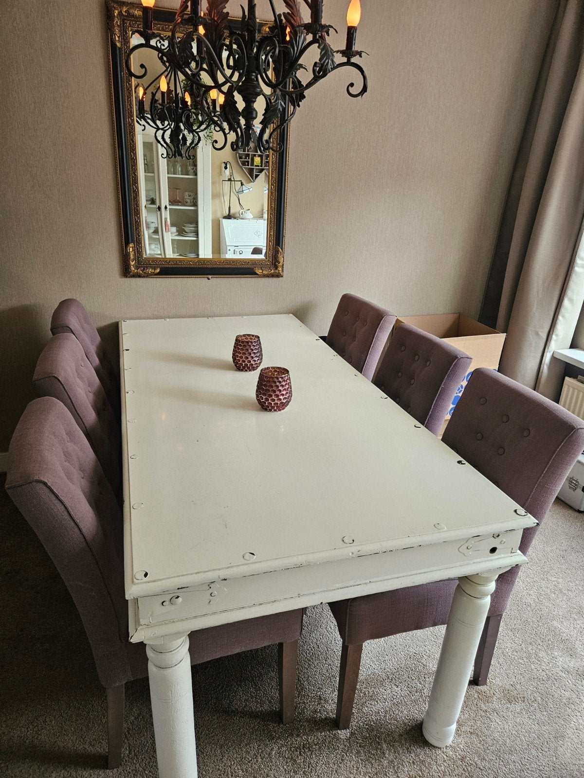 Eethoek met 6 stoelen, Huis en Inrichting, Complete eetkamers, Gebruikt, 4 tot 6 stoelen, Ophalen of Verzenden