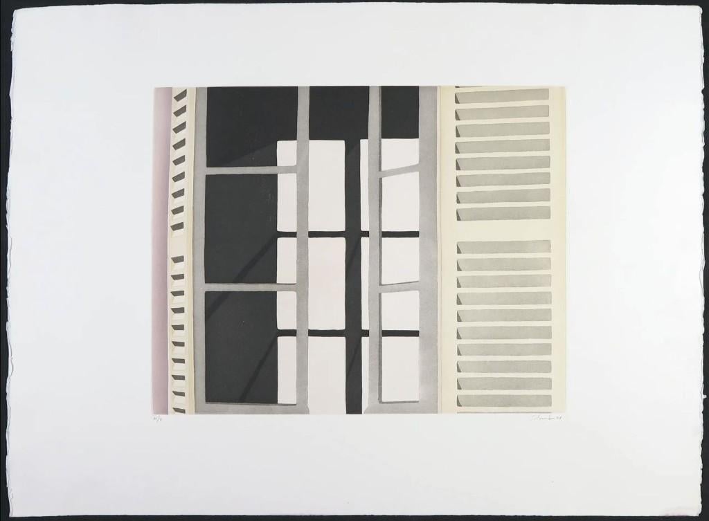 Open raam N/O - Kunstenaar: Jean Solombre, Ophalen, Stadsgezicht, Gesigneerd, 50 cm