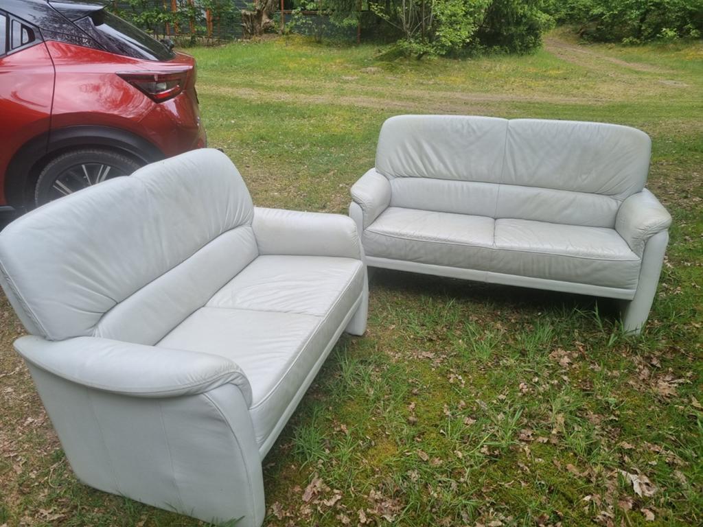 2 +2 1/2 bank leer, Huis en Inrichting, Ophalen, Gebruikt, 150 tot 200 cm, Tweepersoons