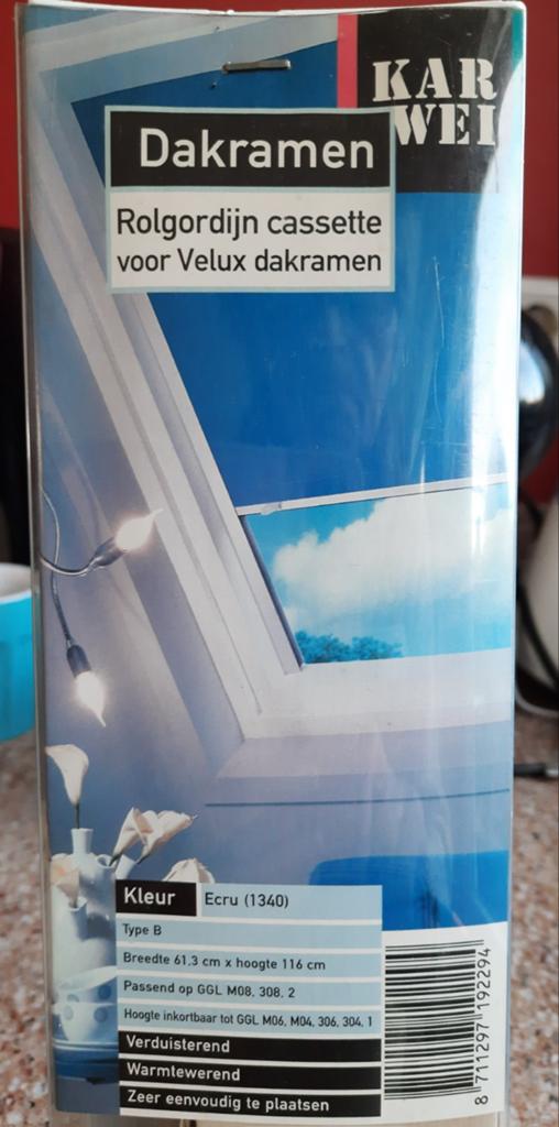 Rolgordijn cassette voor Velux dakramen KARWEI.Ecru (1340) t, Doe-het-zelf en Verbouw, Glas en Ramen, Ophalen of Verzenden, Nieuw