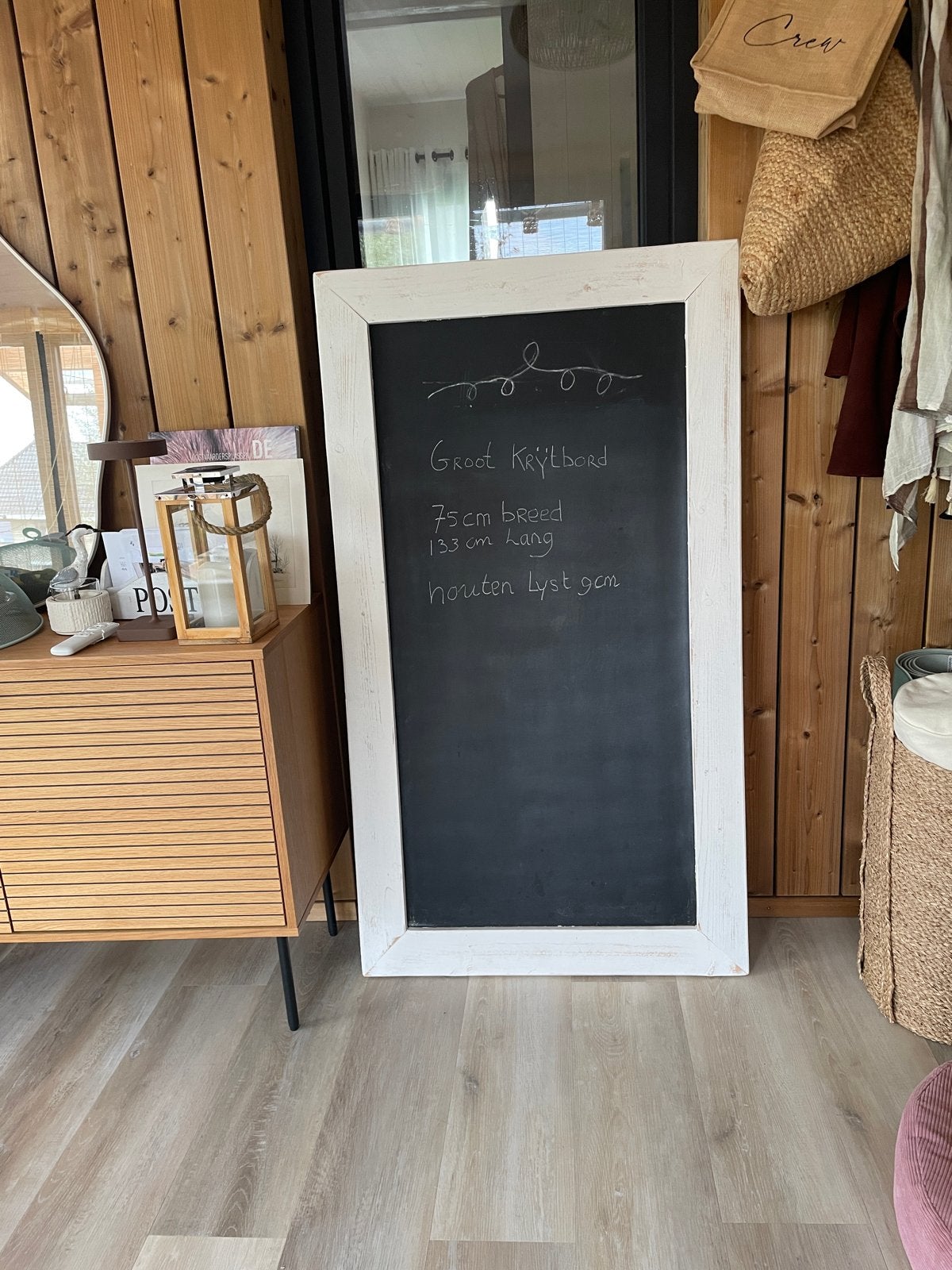 Groot krijtbord met whitewash steigerhout lijst, Ophalen, Hout, Gebruikt, Landelijk