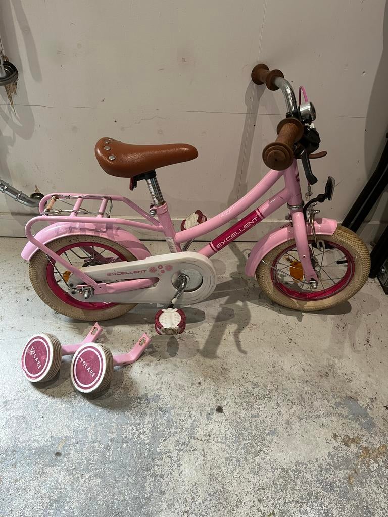 Roze Kinderfiets 12 inch met zijwieltjes, Ophalen, Terugtraprem, Zijwieltjes, Gebruikt