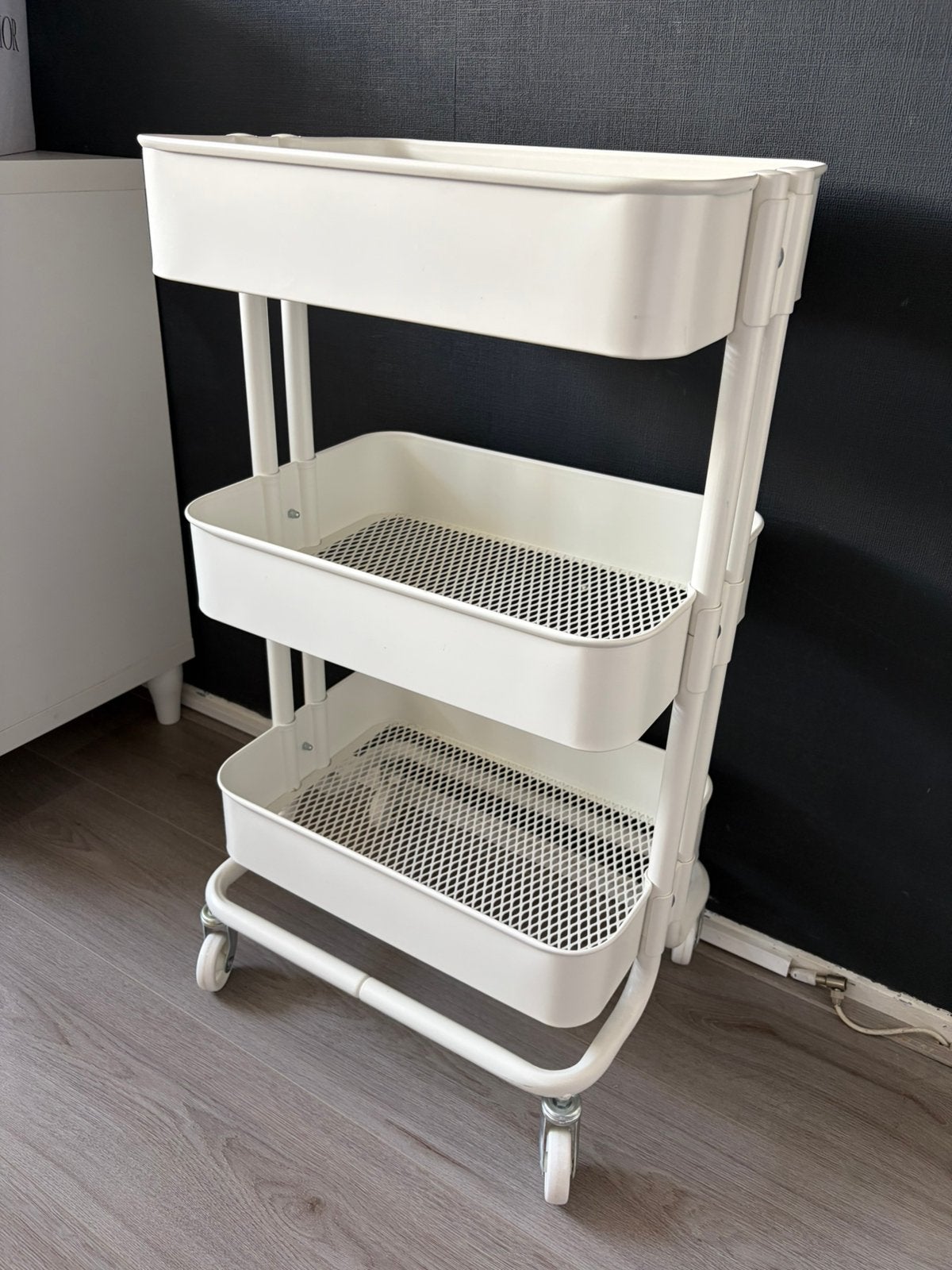 Ikea RASKOG wit - als nieuw - hoge versie, Ophalen, Zo goed als nieuw, Wit, Metaal