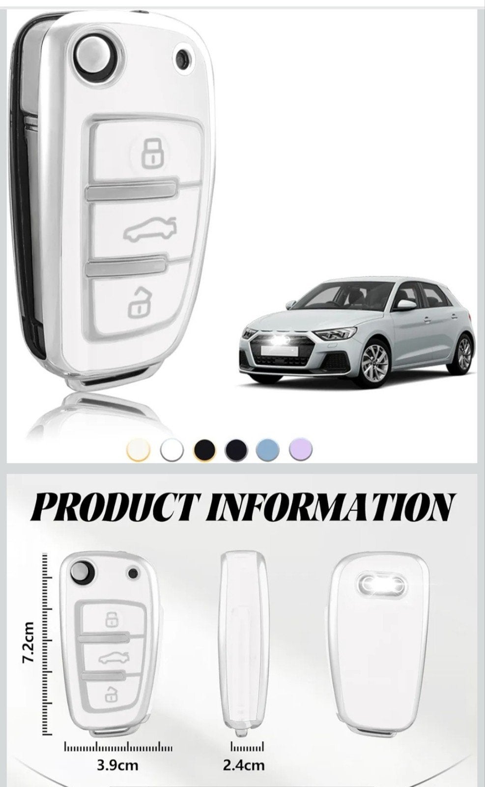 Audi sleutelhoesje luxe Stijl (wit/zilver), Ophalen of Verzenden, Nieuw